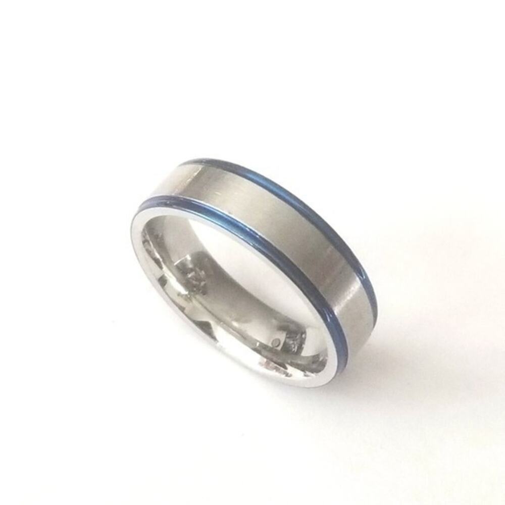 Men’s new 316L stainless steel blue edges size hypoallergenic size 8